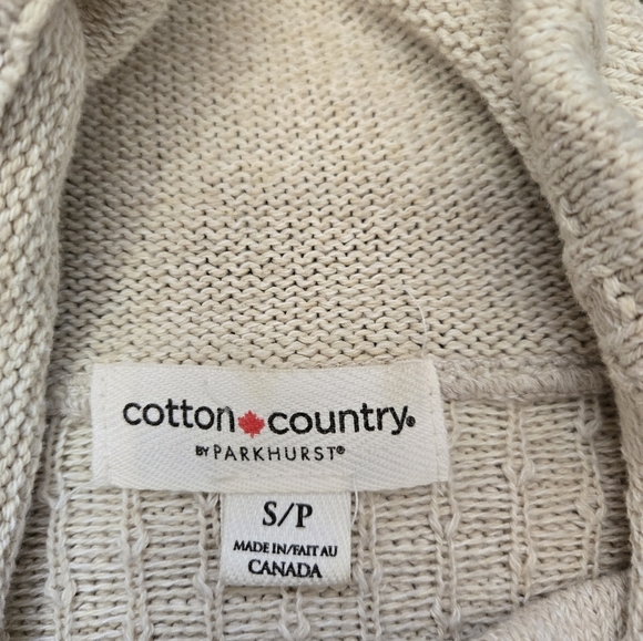 Parkhurst Cotton Country Forest Design Cowl Neck Sweater - Cream and Olive. S - Picture 8 of 13